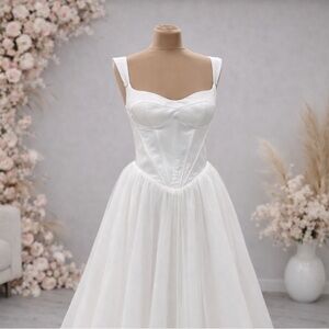 Georgia— White Basque Style Wedding Gown